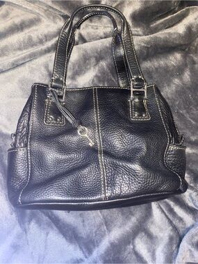 Fossil Black Pebbled Leather Shoulder Bag